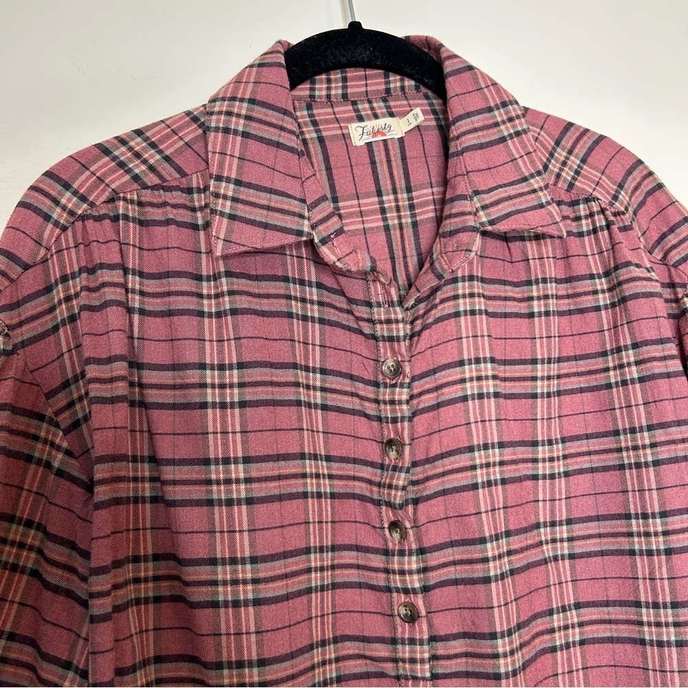 Faherty Olli Mountain View Pink Plaid Popover Shirt Button Down size Small - Picture 5 of 11
